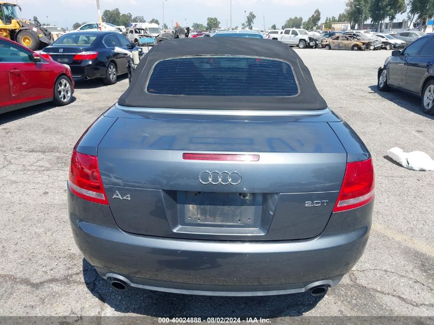 2007 Audi A4 2.0T VIN: WAUAF48HX7K033507 Lot: 40024888