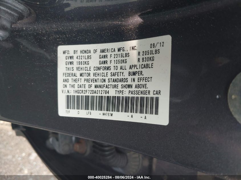 1HGCR2F72DA012784 2013 Honda Accord Ex