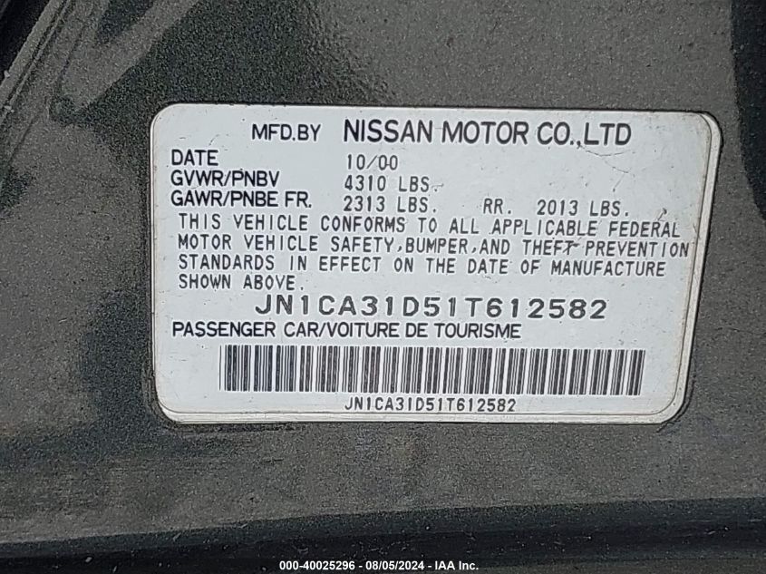 JN1CA31D51T612582 2001 Nissan Maxima Se