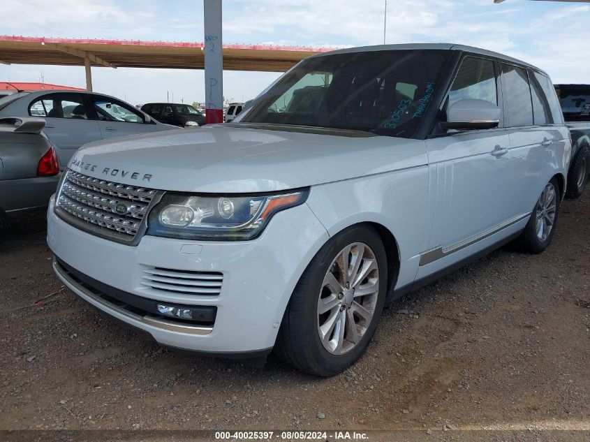 VIN SALGS2FV2HA370503 2017 LAND ROVER RANGE ROVER 3.0L V6 SUPERCHARGED HSE