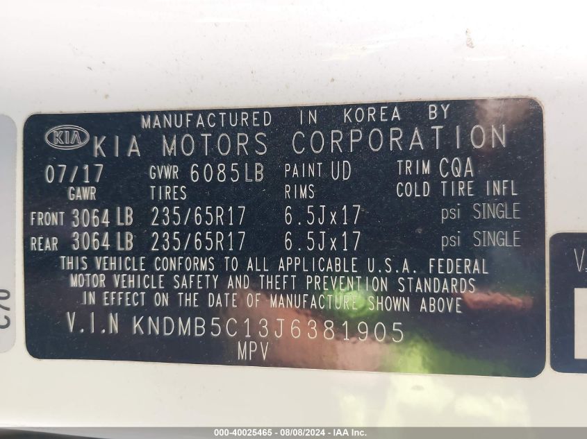 KNDMB5C13J6381905 2018 Kia Sedona Lx