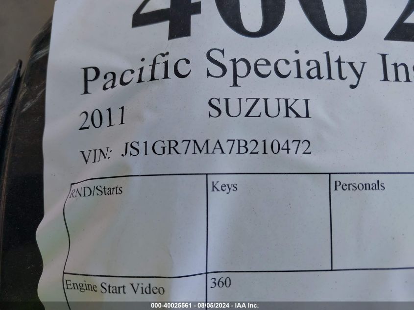 JS1GR7MA7B210472 2011 Suzuki Gsx750