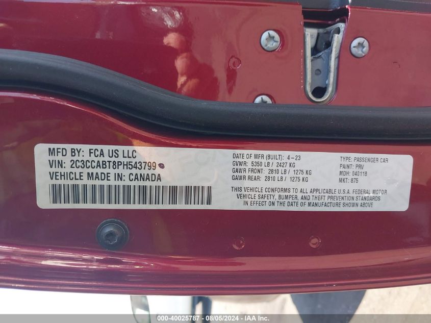 2023 Chrysler 300 300S VIN: 2C3CCABT8PH543799 Lot: 40025787