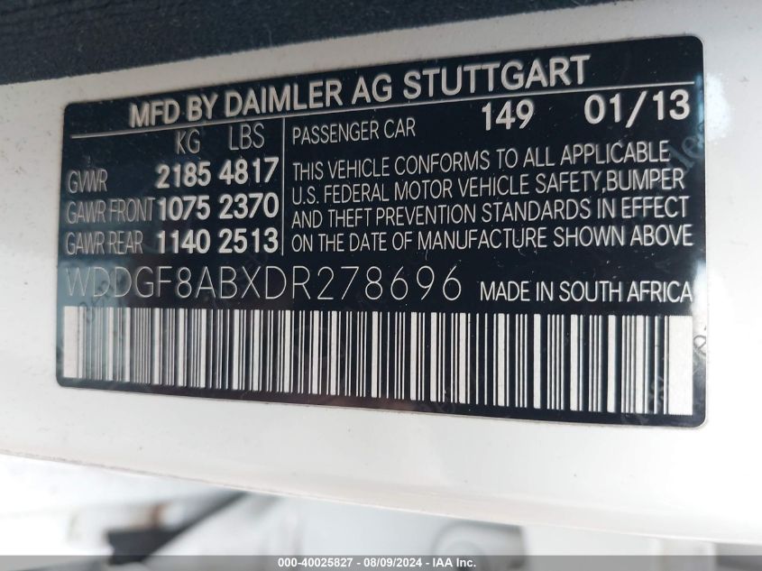 VIN WDDGF8ABXDR278696 2013 Mercedes-Benz C 300, Lux... no.9