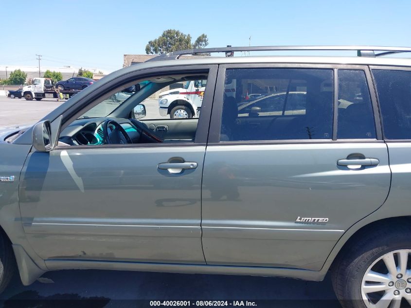 2007 Toyota Highlander Hybrid Limited V6 VIN: JTEHW21A670038102 Lot: 40026001