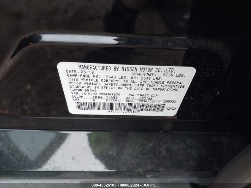 2016 INFINITI Q50 PREMIUM/SPORT - JN1EV7AR2GM341970