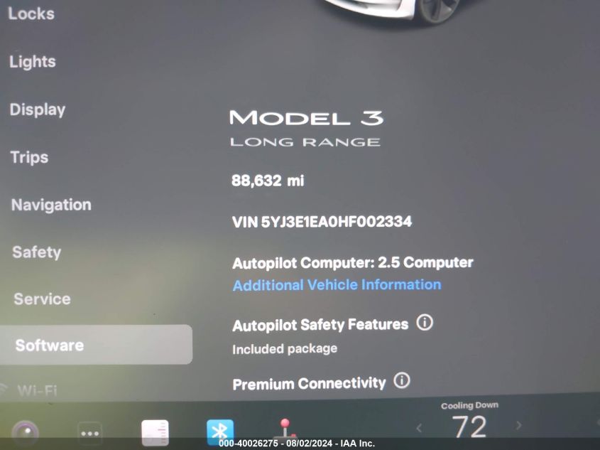 2017 Tesla Model 3 Long Range/Standard VIN: 5YJ3E1EA0HF002334 Lot: 40026275