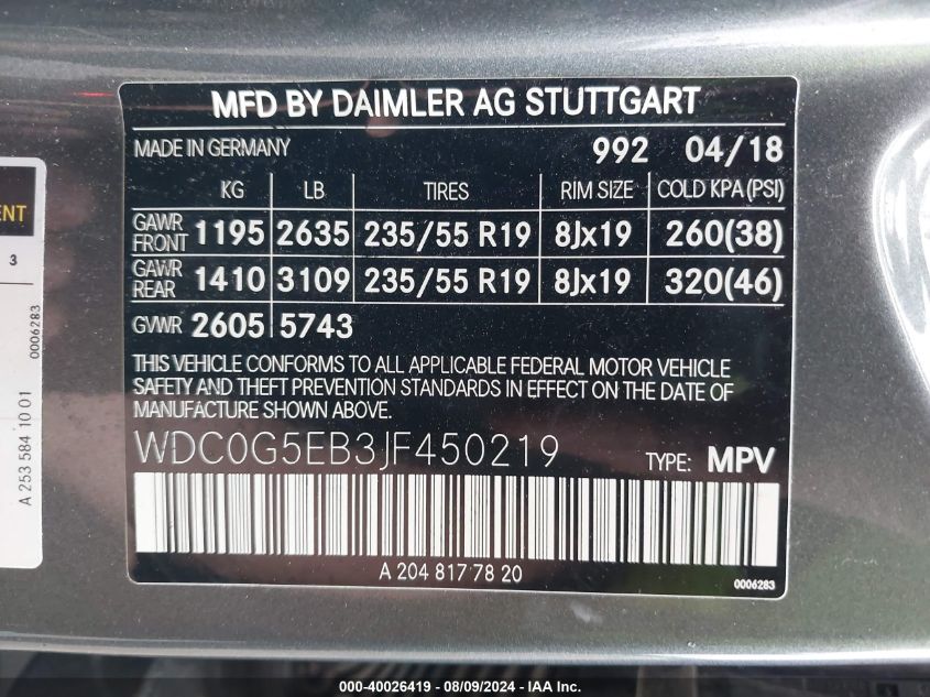 WDC0G5EB3JF450219 2018 Mercedes-Benz Glc 350E 4Matic