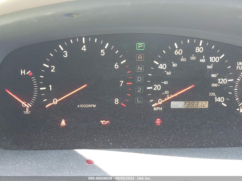 2000 Lexus Es 300 VIN: JT8BF28G0Y5078943 Lot: 40026539