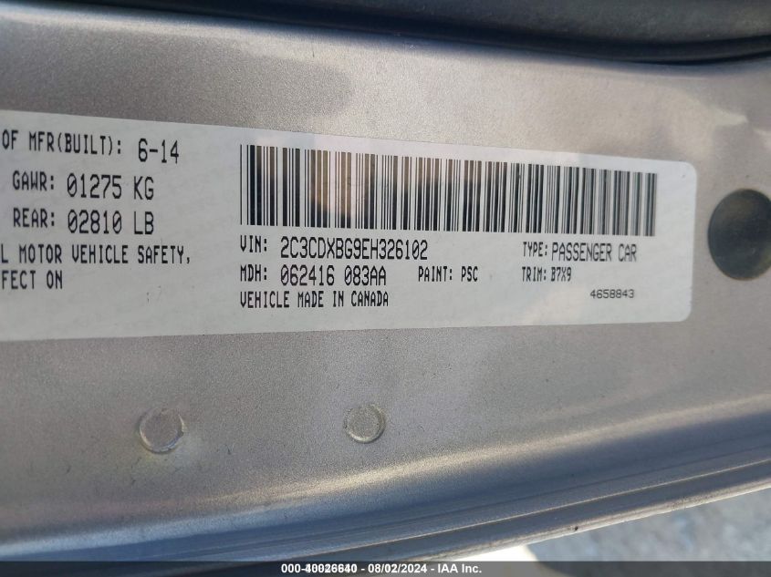 2014 DODGE CHARGER SE - 2C3CDXBG9EH326102