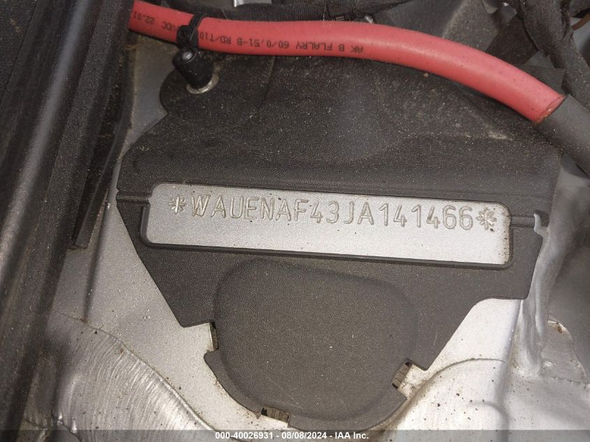 2018 Audi A4 2.0T Premium/2.0T Tech Premium VIN: WAUENAF43JA141466 Lot: 40026931