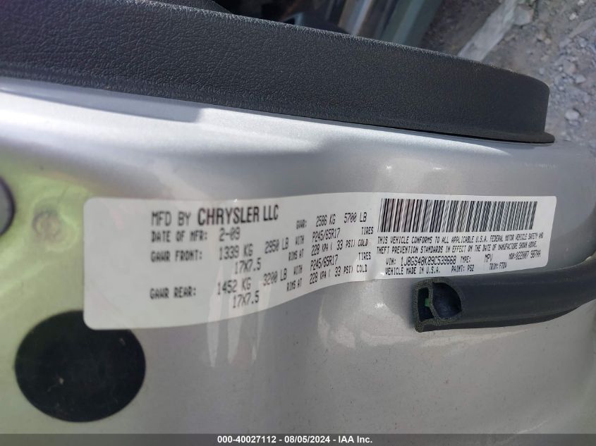 2009 Jeep Grand Cherokee Laredo VIN: 1J8GS48K89C539668 Lot: 40027112