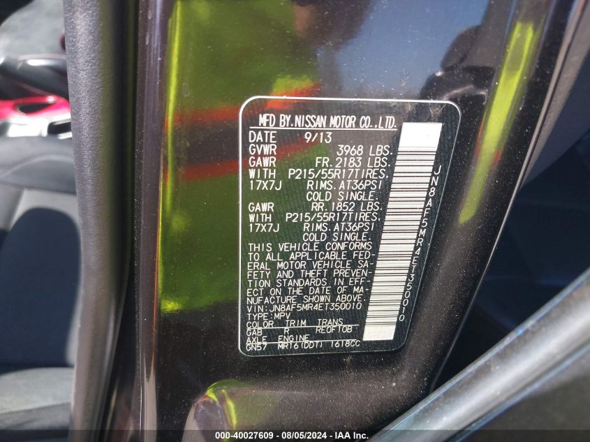 JN8AF5MR4ET350010 2014 Nissan Juke Sl