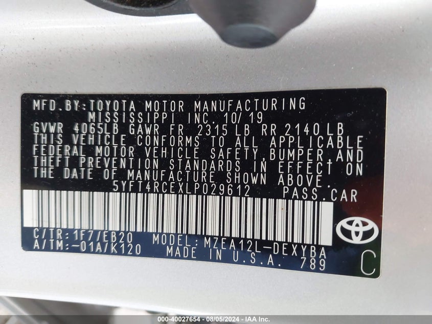 2020 TOYOTA COROLLA XSE - 5YFT4RCEXLP029612