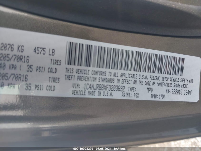 2015 JEEP PATRIOT SPORT - 1C4NJRBBXFD283692