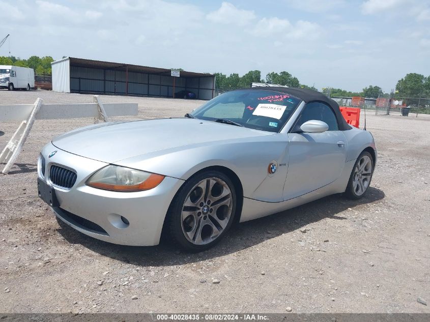 2003 BMW Z4 3.0I VIN: 4USBT534X3LU03072 Lot: 40028435