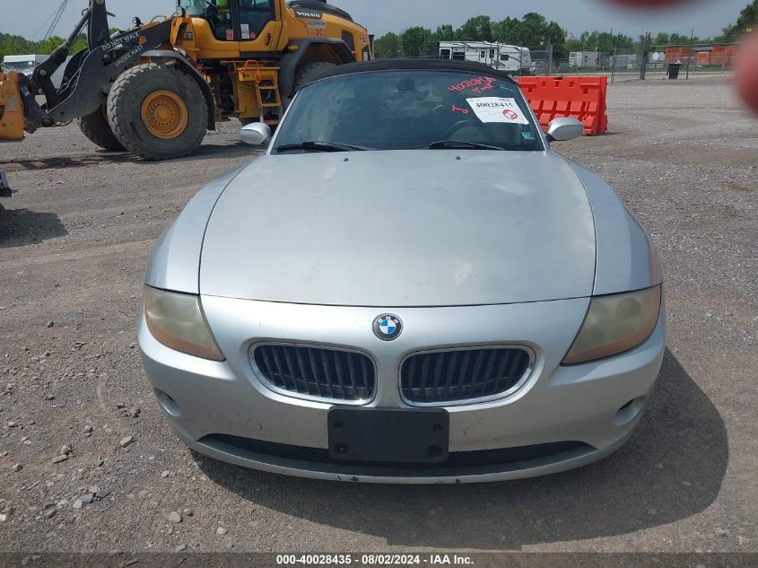 2003 BMW Z4 3.0I VIN: 4USBT534X3LU03072 Lot: 40028435