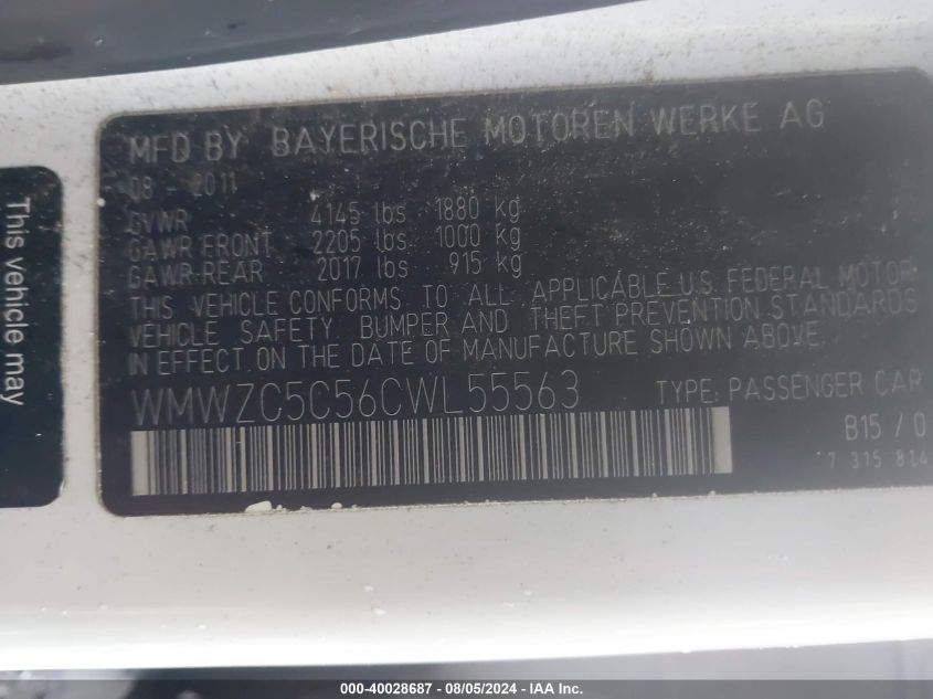 2012 Mini Cooper S Countryman S Countryman VIN: WMWZC5C56CWL55563 Lot: 40028687