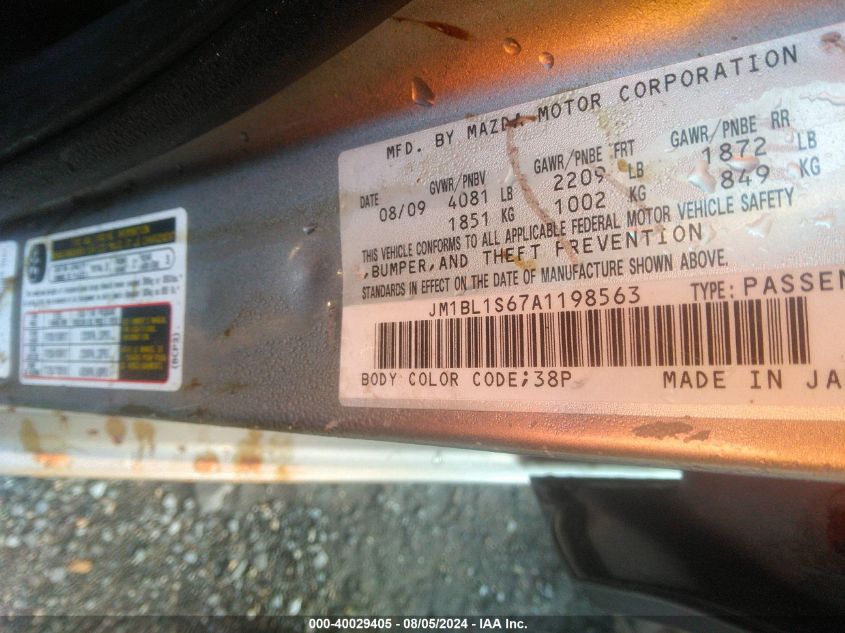 2010 Mazda Mazda3 S Grand Touring VIN: JM1BL1S67A1198563 Lot: 40029405