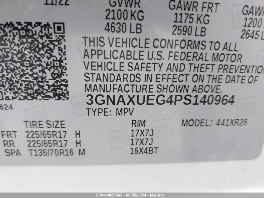 2023 CHEVROLET EQUINOX AWD LT - 3GNAXUEG4PS140964