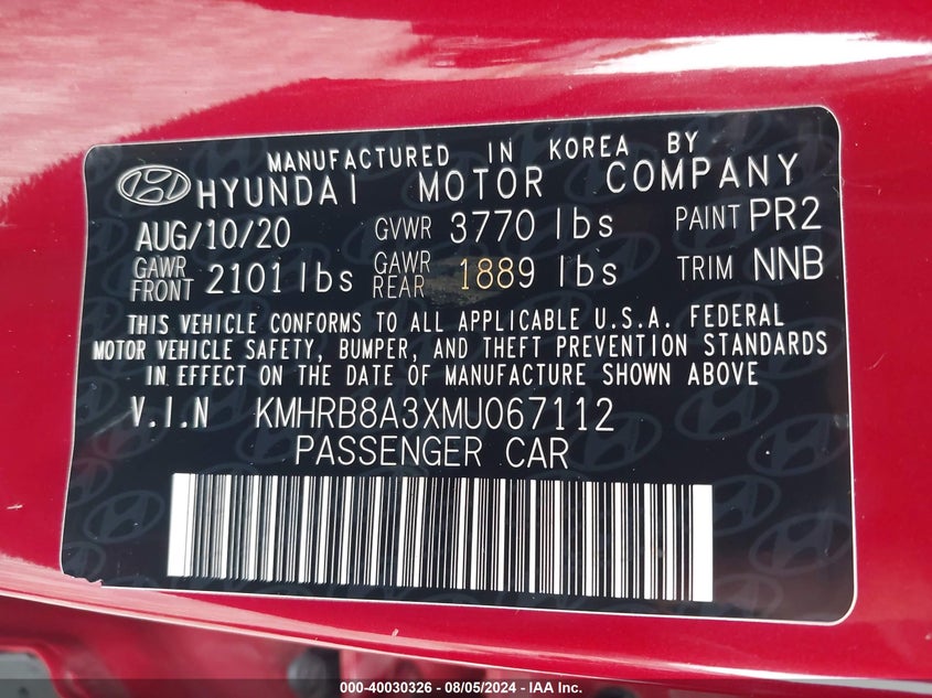 2021 HYUNDAI VENUE SE - KMHRB8A3XMU067112