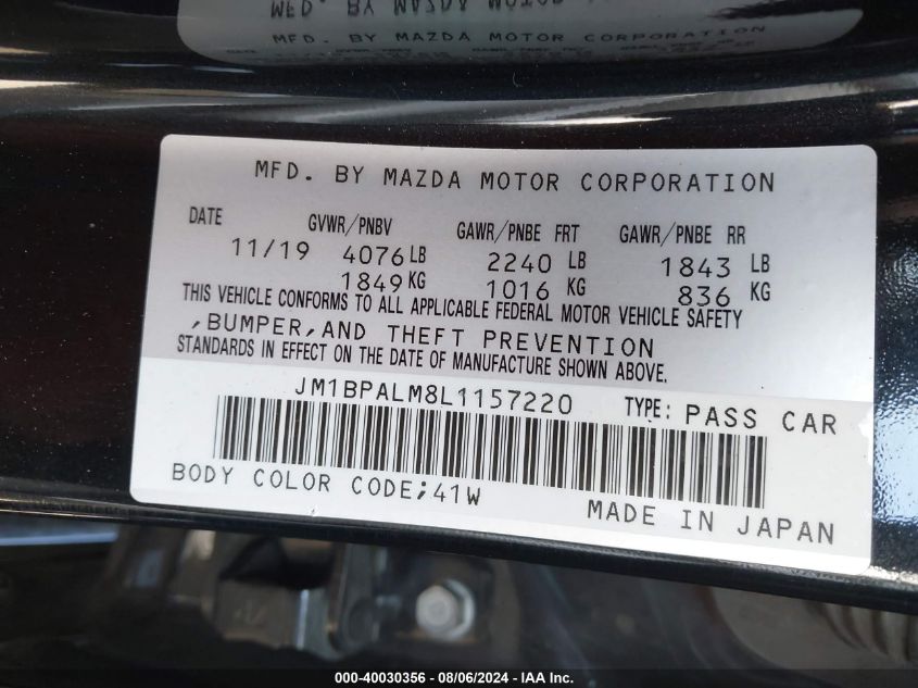 2020 MAZDA MAZDA3 - JM1BPALM8L1157220