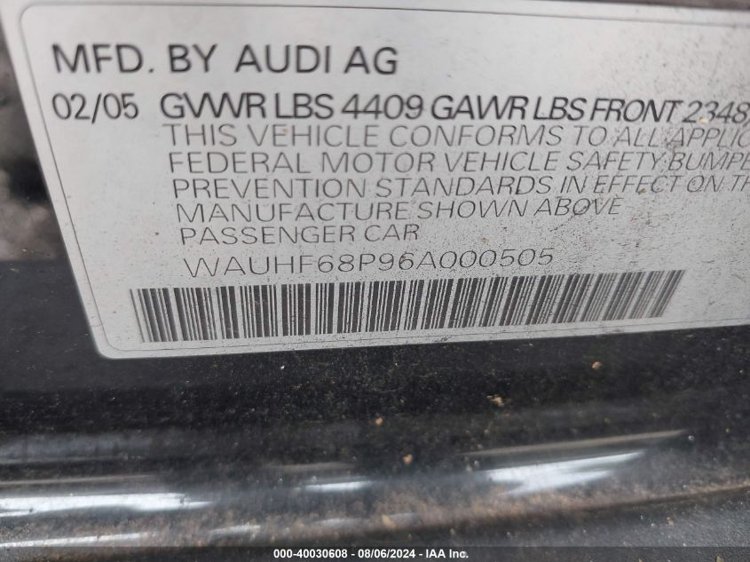 WAUHF68P96A000505 2006 Audi A3 2.0T