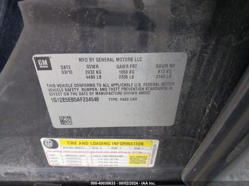2010 Chevrolet Malibu Ltz VIN: 1G1ZE5EB5AF234948 Lot: 40030633