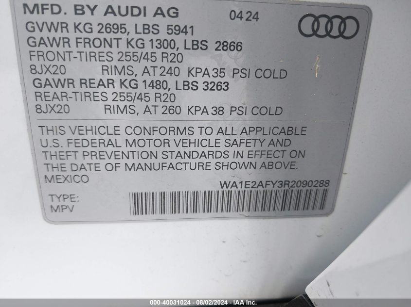 WA1E2AFY3R2090288 2024 Audi Q5 Premium Plus 55 Tfsi E S Line Quattro S Tronic