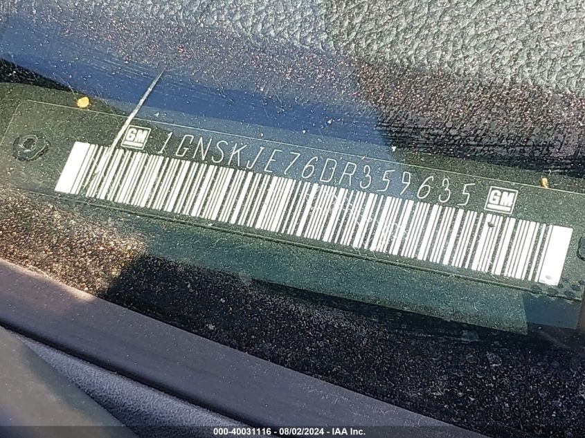 2013 Chevrolet Suburban 1500 Lt VIN: 1GNSKJE76DR359635 Lot: 40031116