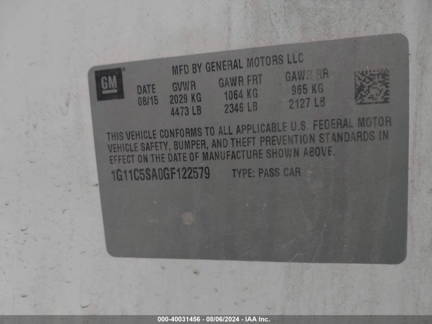 2016 CHEVROLET MALIBU LIMITED LT - 1G11C5SA0GF122579