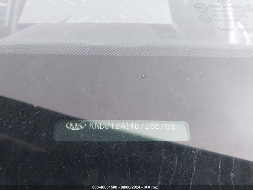 2011 Kia Soul VIN: KNDJT2A14B7288789 Lot: 40031500