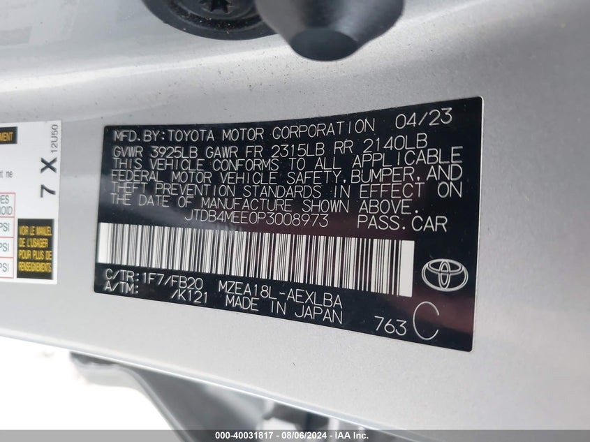 2023 TOYOTA COROLLA LE - JTDB4MEE0P3008973