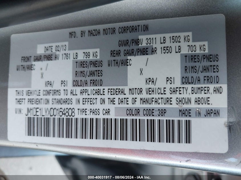 2013 MAZDA MAZDA2 TOURING - JM1DE1LYXD0164808