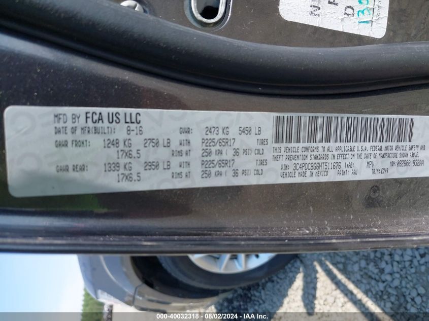 2017 Dodge Journey Sxt VIN: 3C4PDCBG6HT511676 Lot: 40032318