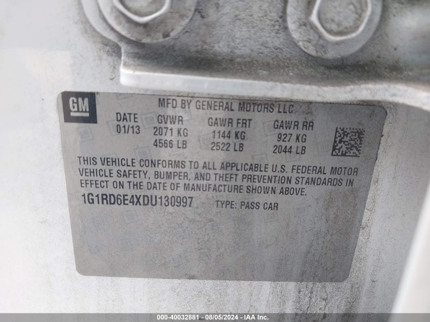 2013 CHEVROLET VOLT - 1G1RD6E4XDU130997