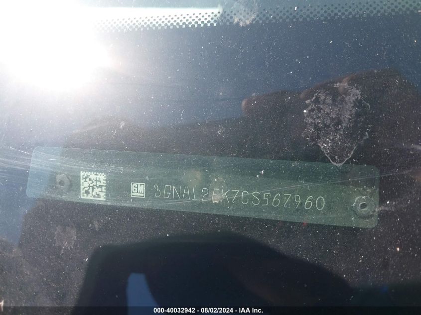 2012 Chevrolet Captiva Sport 2Ls VIN: 3GNAL2EK7CS567960 Lot: 40032942