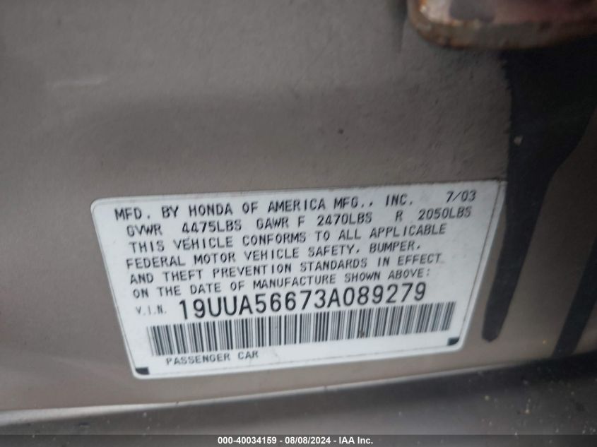 19UUA56673A089279 2003 Acura Tl 3.2