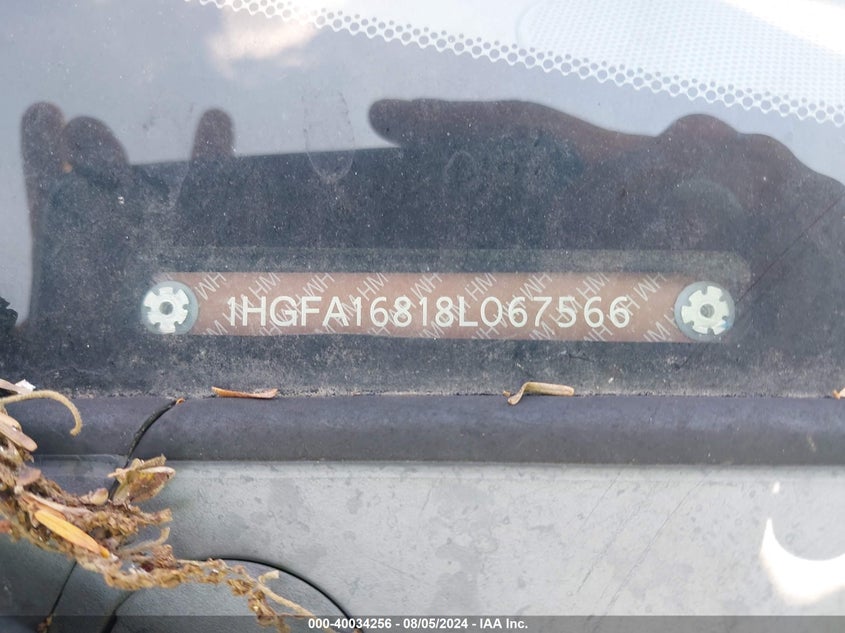2008 Honda Civic Ex VIN: 1HGFA16818L067566 Lot: 40034256