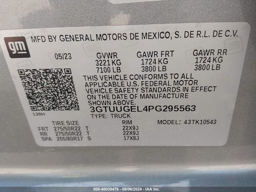 3GTUUGEL4PG295563 2023 GMC Sierra 1500 4Wd Short Box Denali