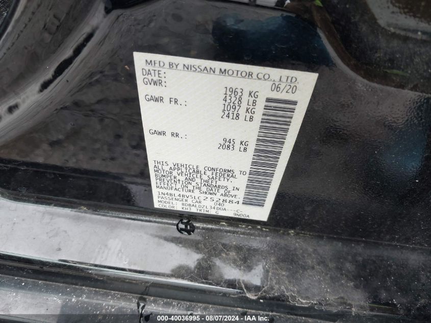 VIN 1N4BL4BV5LC252884 2020 NISSAN ALTIMA S