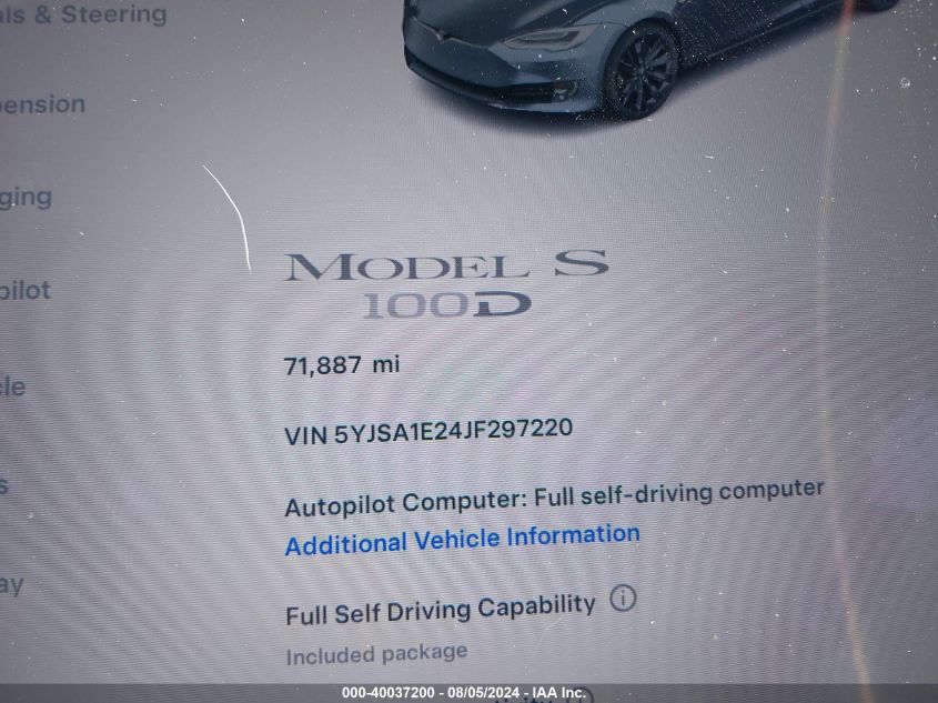 5YJSA1E24JF297220 2018 Tesla Model S 100D/75D/P100D