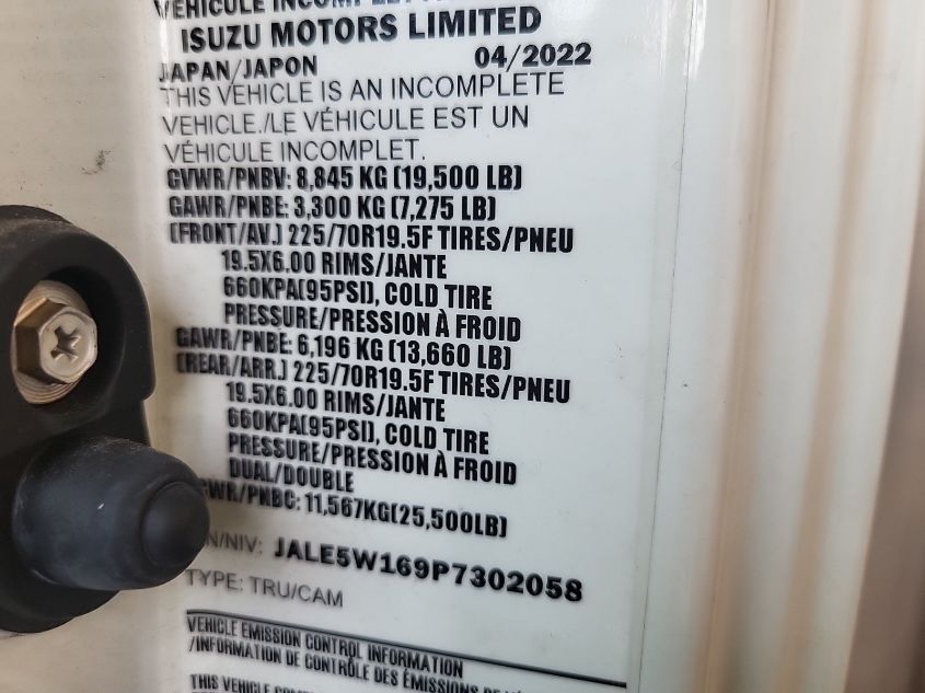 2023 Isuzu Nrr VIN: JALE5W169P7302058 Lot: 40037515