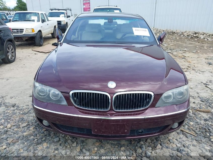 2006 BMW 750Li VIN: WBAHN83596DT63938 Lot: 40037560