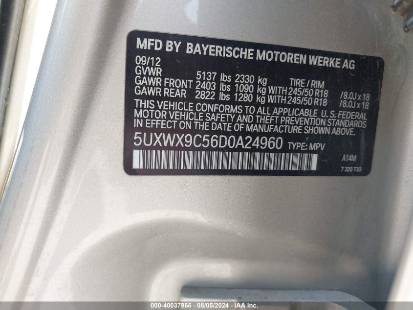 5UXWX9C56D0A24960 2013 BMW X3 xDrive28I