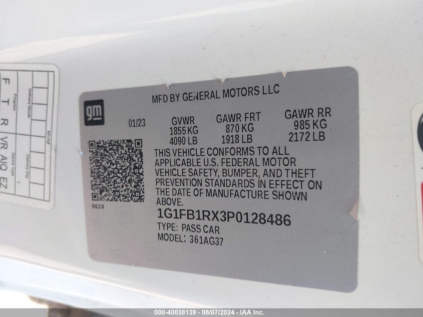 2023 CHEVROLET CAMARO RWD  1LT - 1G1FB1RX3P0128486