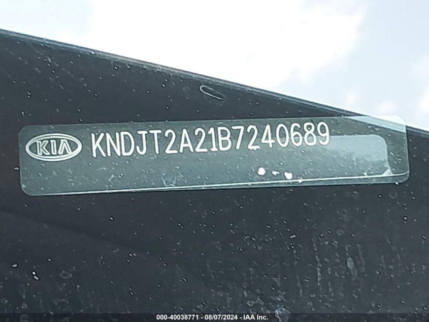 2011 Kia Soul +/!/Sport VIN: KNDJT2A21B7240689 Lot: 40038771