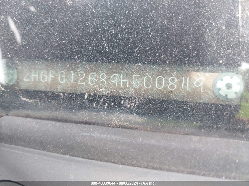 2009 Honda Civic Lx VIN: 2HGFG12689H500849 Lot: 40039044