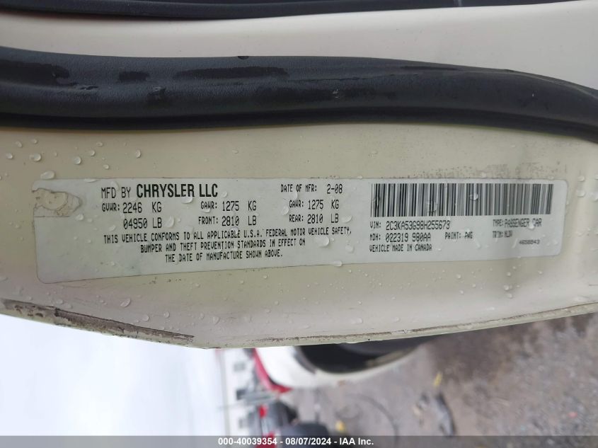 2008 Chrysler 300 Touring VIN: 2C3KA53G98H255673 Lot: 40039354