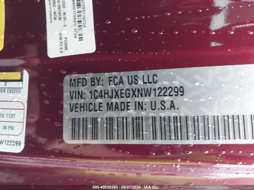 2022 JEEP WRANGLER UNLIMITED SAHARA 4X4 - 1C4HJXEGXNW122299